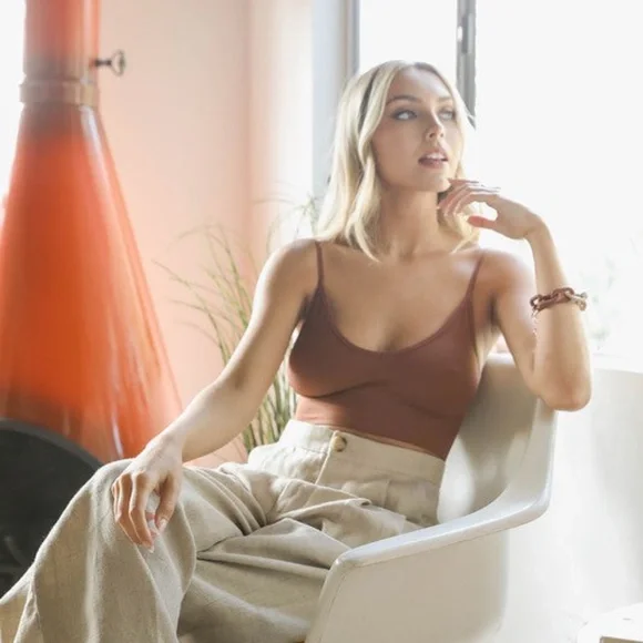 Black Chocolate Lilac White Sage Mocha Low Back Seamless Solid Bralette Womens - Picture 3 of 10